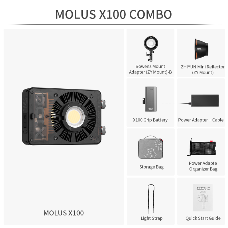 Zhiyun LED Molus X100 COB Light Combo - 13