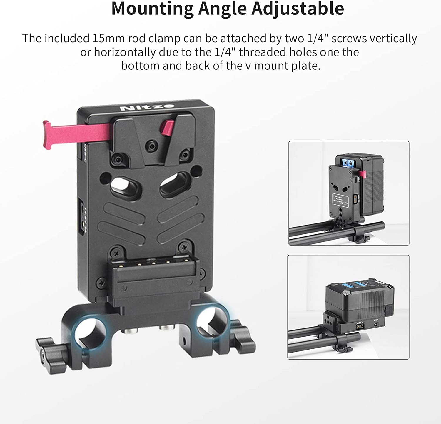 Nitze V-mount Battery Plate with 15mm Rod Clamp N21-D7 - 2