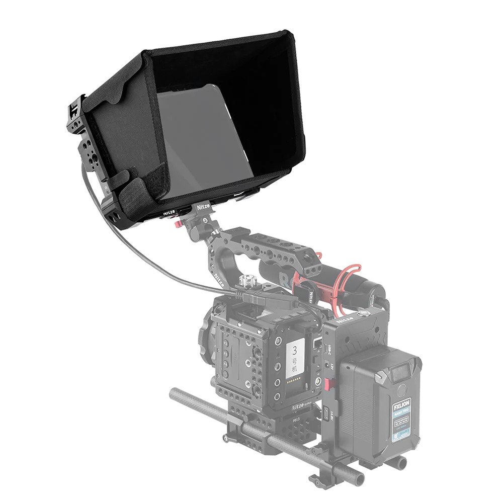 NITZE JT-A01B MONITOR CAGE FOR ATOMOS SHINOBI 7’’ WITH SUNHOOD
