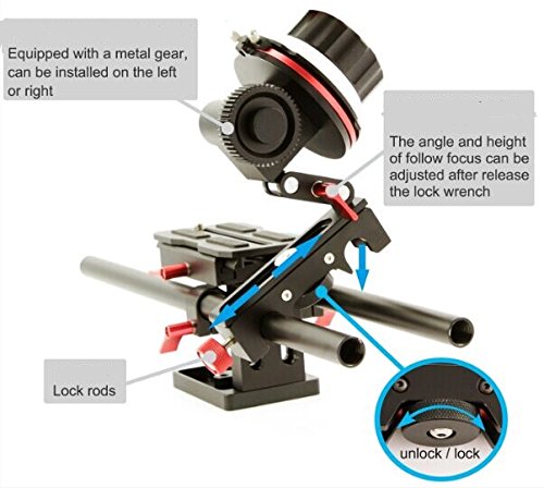CAME-TV FF-01 Follow Focus System with A/B Hard Stops for 15mm Rod  - 8