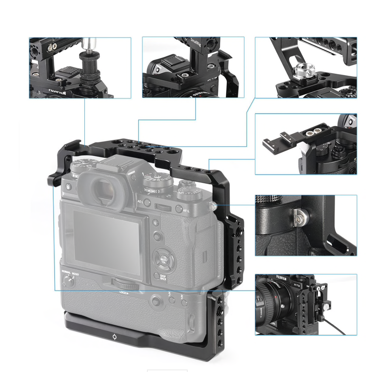 SmallRig Cage for Fujifilm X-T2 and X-T3 Camera with Battery Grip 2229 - 4
