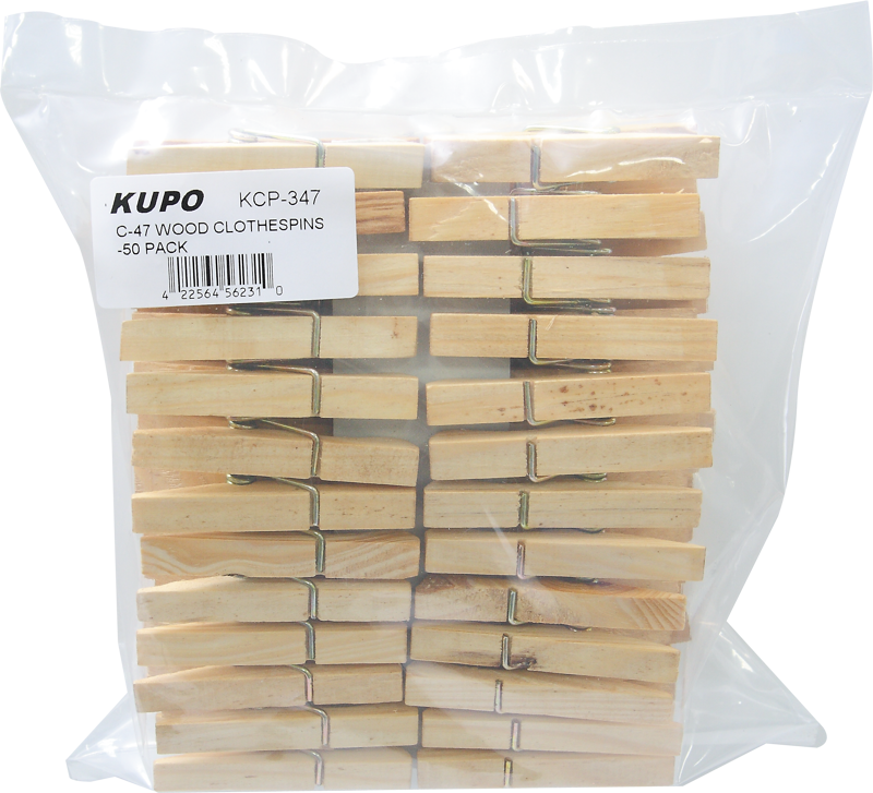 Kupo KCP-347 Wood C47 Spring-Type Clothspins (50 Pcs Per Bag) - 3