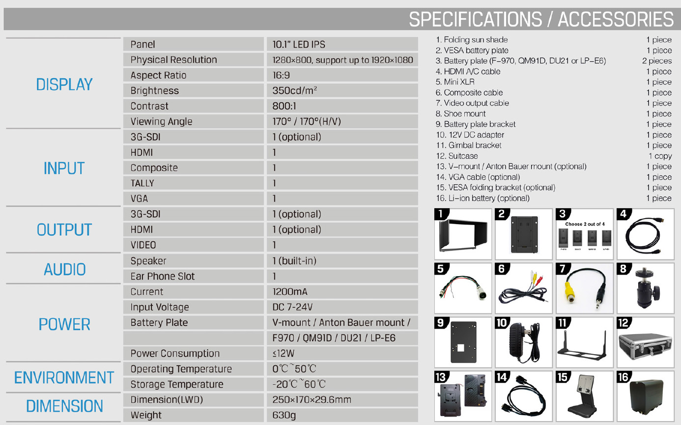 10.1" TM1018S 3g-Sdi Touchscreen+case - 13