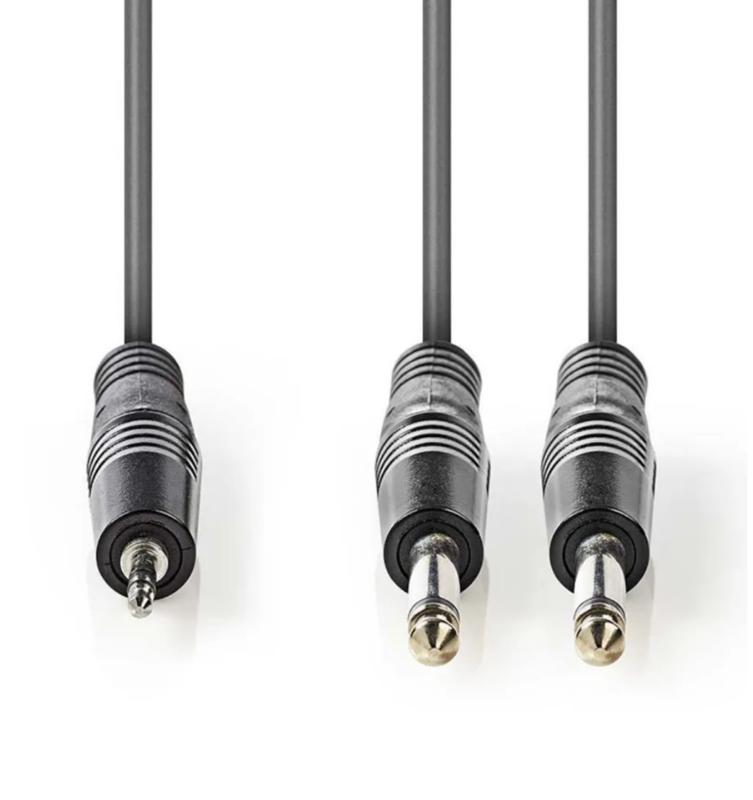 Adapterkabel 2x 6,3 mm till 3,5 mm Stereo 1,5 m - 2