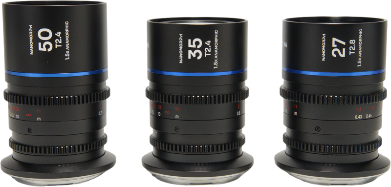 Laowa Nanomorph&nbsp;S35 Prime&nbsp;3-Lens&nbsp;Bundle &nbsp;(27mm, 35mm, 50mm) (Blue) - Canon RF