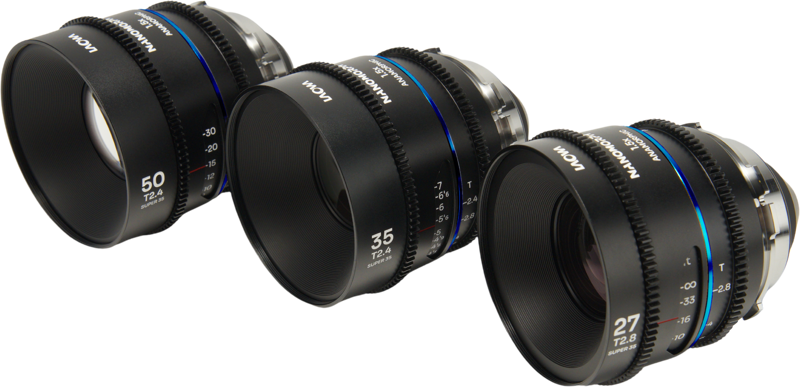 Laowa Nanomorph&nbsp;S35 Prime&nbsp;3-Lens&nbsp;Bundle &nbsp;(27mm, 35mm, 50mm) (Blue) - Arri PL/Canon EF - 3
