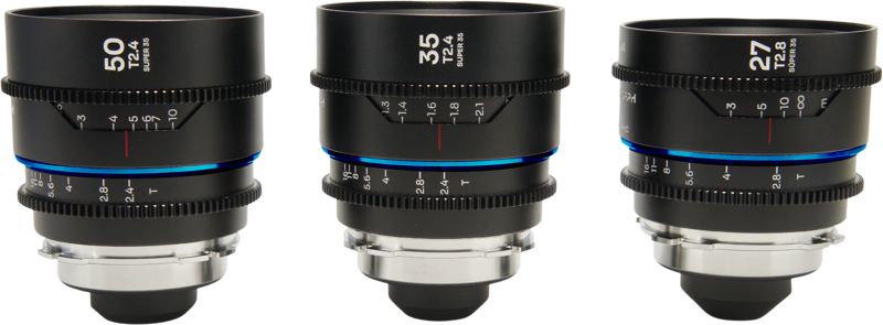 Laowa Nanomorph&nbsp;S35 Prime&nbsp;3-Lens&nbsp;Bundle &nbsp;(27mm, 35mm, 50mm) (Blue) - Arri PL/Canon EF