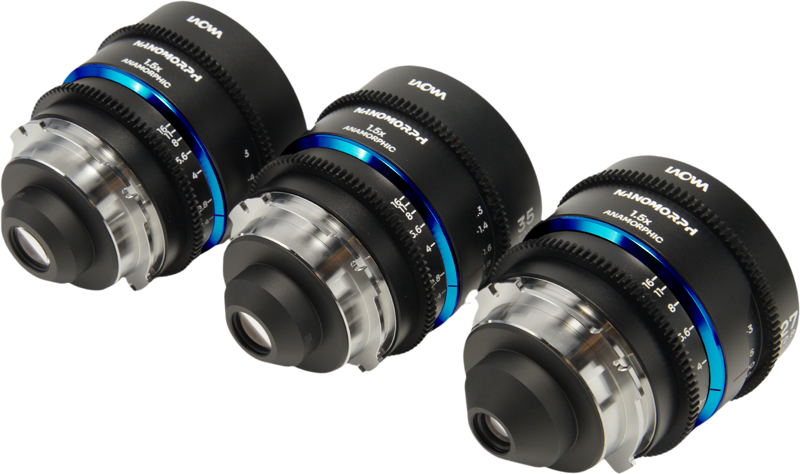 Laowa Nanomorph&nbsp;S35 Prime&nbsp;3-Lens&nbsp;Bundle &nbsp;(27mm, 35mm, 50mm) (Blue) - Arri PL/Canon EF - 4