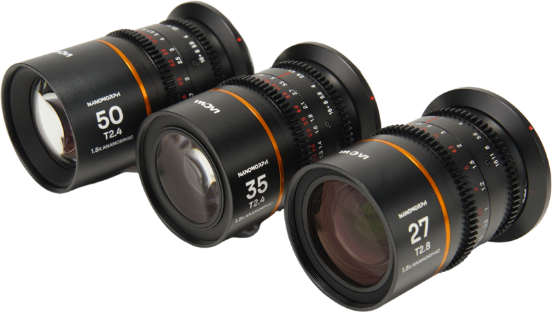 Laowa Nanomorph&nbsp;S35 Prime&nbsp;3-Lens&nbsp;Bundle&nbsp; (27mm, 35mm, 50mm) (Amber) - Fuji X - 3