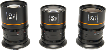 Laowa Nanomorph&nbsp;S35 Prime&nbsp;3-Lens&nbsp;Bundle&nbsp; (27mm, 35mm, 50mm) (Amber) - Canon RF