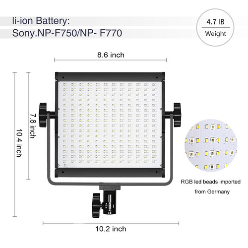 GVM 800D-RGB LED Studio 3-Video Light Kit - 4