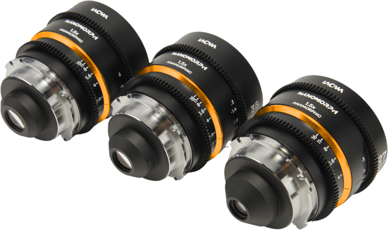 Laowa Nanomorph&nbsp;S35 Prime&nbsp;3-Lens&nbsp;Bundle&nbsp; (27mm, 35mm, 50mm) (Amber) - Arri PL/Canon EF - 4