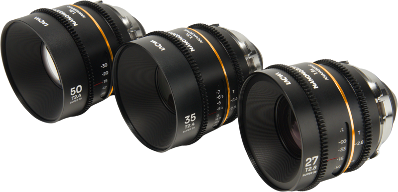 Laowa Nanomorph&nbsp;S35 Prime&nbsp;3-Lens&nbsp;Bundle&nbsp; (27mm, 35mm, 50mm) (Amber) - Arri PL/Canon EF - 3