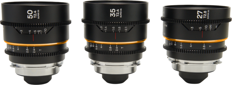 Laowa Nanomorph&nbsp;S35 Prime&nbsp;3-Lens&nbsp;Bundle&nbsp; (27mm, 35mm, 50mm) (Amber) - Arri PL/Canon EF