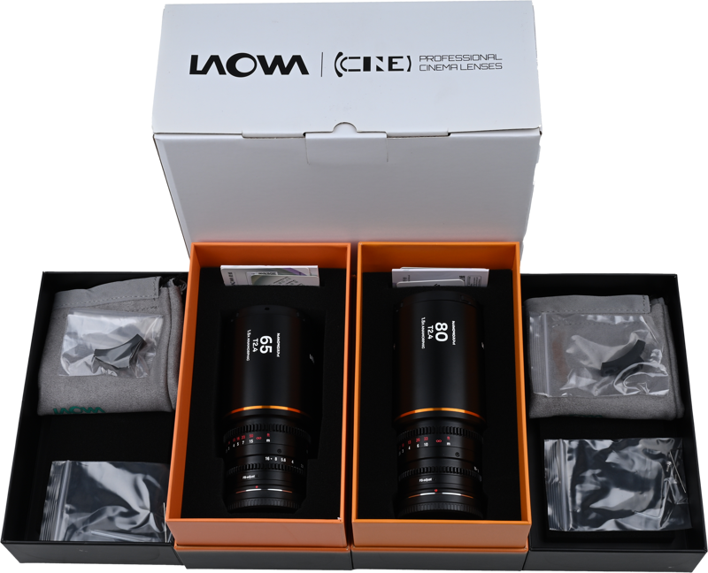 Laowa Nanomorph&nbsp;S35 Prime&nbsp;2-Lens&nbsp;Bundle &nbsp;(65mm,80mm) (Amber) - Sony E - 3