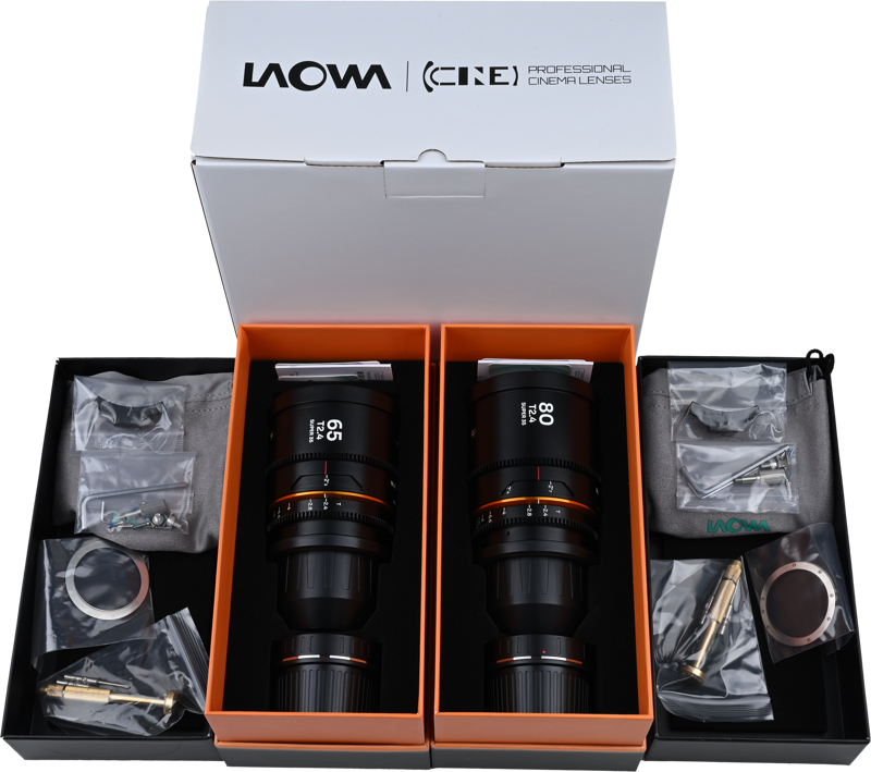 Laowa Nanomorph&nbsp;S35 Prime&nbsp;2-Lens&nbsp;Bundle &nbsp;(65mm,80mm) (Amber) - Arri PL/Canon EF - 3