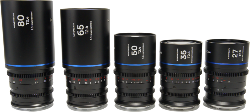 Laowa Nanomorph&nbsp;S35 Prime&nbsp;5-Lens&nbsp;Bundle &nbsp;(27+35+50+65+80mm) Blue - L Mount
