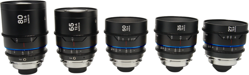 Laowa Nanomorph&nbsp;S35 Prime&nbsp;5-Lens&nbsp;Bundle &nbsp;(27+35+50+65+80mm) Blue - Arri PL/Canon EF