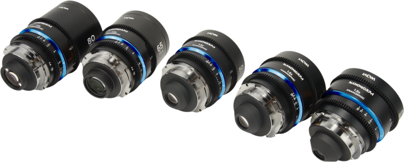 Laowa Nanomorph&nbsp;S35 Prime&nbsp;5-Lens&nbsp;Bundle &nbsp;(27+35+50+65+80mm) Blue - Arri PL/Canon EF - 4