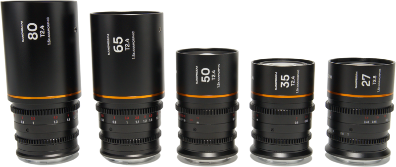 Laowa Nanomorph&nbsp;S35 Prime&nbsp;5-Lens&nbsp;Bundle &nbsp;(27+35+50+65+80mm) Amber - Sony E