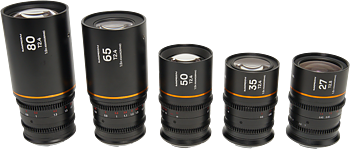 Laowa Nanomorph&nbsp;S35 Prime&nbsp;5-Lens&nbsp;Bundle &nbsp;(27+35+50+65+80mm) Amber  - Canon RF