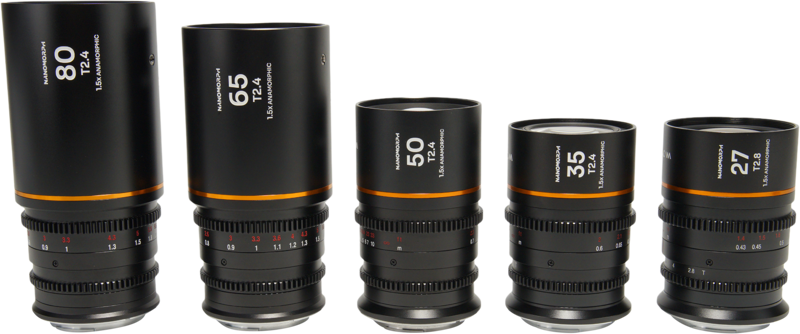 Laowa Nanomorph&nbsp;S35 Prime&nbsp;5-Lens&nbsp;Bundle &nbsp;(27+35+50+65+80mm) Amber  - Canon RF