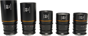 Laowa Nanomorph&nbsp;S35 Prime&nbsp;5-Lens&nbsp;Bundle &nbsp;(27+35+50+65+80mm) Amber  - Canon RF