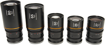 Laowa Nanomorph&nbsp;S35 Prime&nbsp;5-Lens&nbsp;Bundle &nbsp;(27+35+50+65+80mm) Amber  - DL