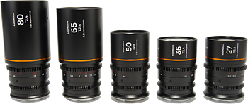 Laowa Nanomorph&nbsp;S35 Prime&nbsp;5-Lens&nbsp;Bundle &nbsp;(27+35+50+65+80mm) Amber  - DL