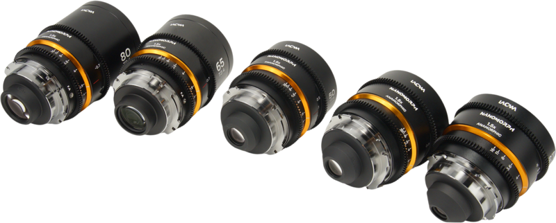 Laowa Nanomorph&nbsp;S35 Prime&nbsp;5-Lens&nbsp;Bundle &nbsp;(27+35+50+65+80mm) Amber  - Arri PL/Canon EF - 4
