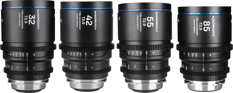 Laowa Nanomorph&nbsp;LF Prime&nbsp;4-Lens&nbsp;Bundle &nbsp;(32+42+55+85mm) Blue - Arri PL/ Canon EF