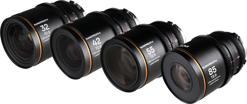 Laowa Nanomorph&nbsp;LF Prime&nbsp;4-Lens&nbsp;Bundle &nbsp;(32+42+55+85mm) Amber - Arri PL/ Canon EF - 3