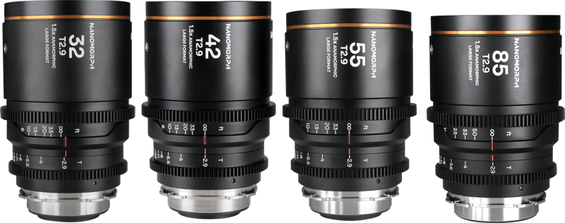 Laowa Nanomorph&nbsp;LF Prime&nbsp;4-Lens&nbsp;Bundle &nbsp;(32+42+55+85mm) Amber - Arri PL/ Canon EF