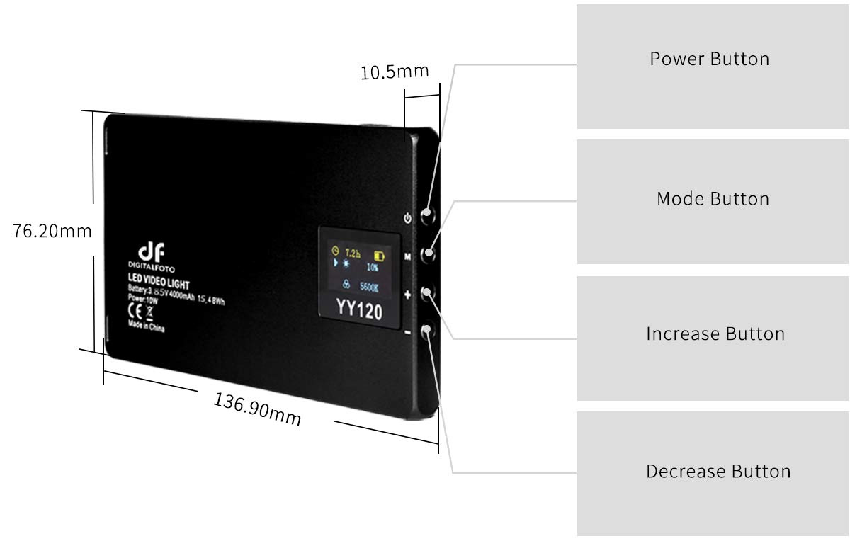 Digitalphoto Led yy120 Video Light Bicolor PowerBank - 5