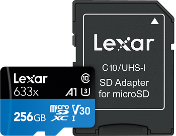 Lexar microSDXC 633x UHS-I/A1/U3/10 R100/W45MB (V30) 256GB