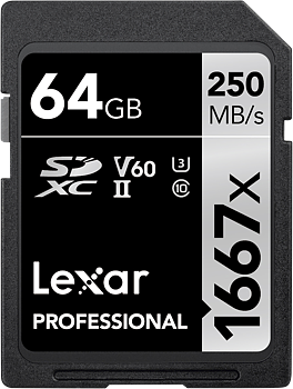 Lexar SDXC Pro 1667X UHS-II U3 R250/W120 (V60) 64GB