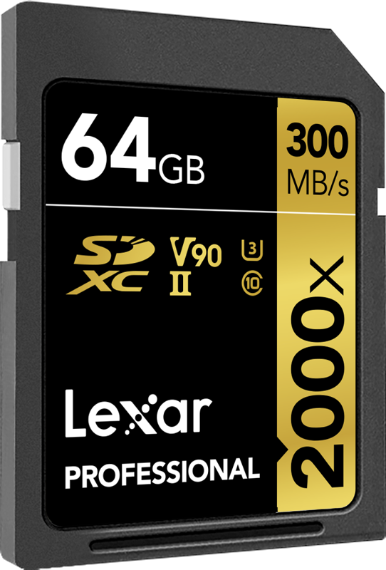 Lexar SDXC Pro 2000X UHS-II U3 R300/W260 (V90) 64GB – för filmskapare - 2