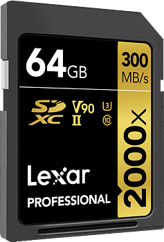 Lexar SDXC Pro 2000X UHS-II U3 R300/W260 (V90) 64GB
