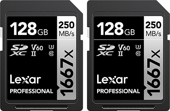 Lexar SDXC Pro 1667X UHS-II U3 R250/W120 (V60) 128G - 2pack