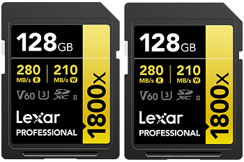 Lexar SDXC Pro 1800x U3 UHS-II R280/W210 (V60) 128GB - 2pack