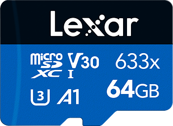 Lexar microSDXC 633x UHS-I/A1/U3/10 R95/no adap (V30) 64GB