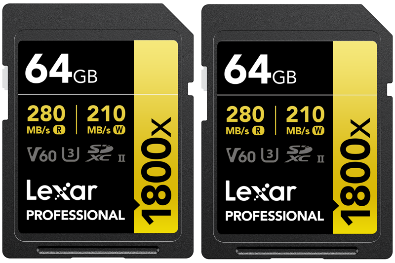 Lexar SDXC Pro 1800x U3 UHS-II R280/W210 (V60) 64GB - 2pack