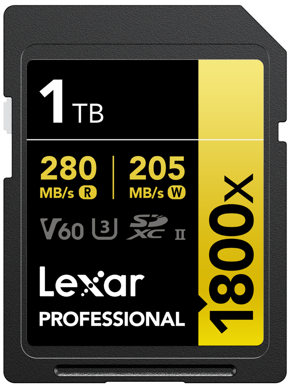 Lexar SDXC Pro 1800x U3 UHS-II R280/W210 (V60) 1TB – för filmskapare