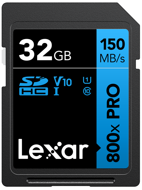 Lexar SDHC 800x Pro UHS-I cards, C10 (V10) U1, R150, 32GB