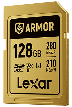 Lexar SDXC ARMOR Gold UHS-II U3, Stainless Steel, IP68 R280/W210 (V60) 128GB
