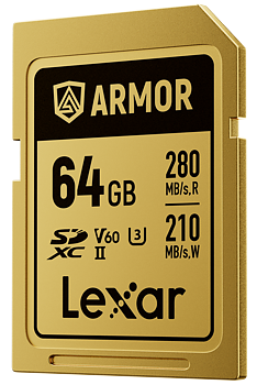 Lexar SDXC ARMOR Gold UHS-II U3, Stainless Steel, IP68 R280/W210 (V60) 64GB
