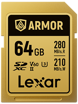 Lexar SDXC ARMOR Gold UHS-II U3, Stainless Steel, IP68 R280/W210 (V60) 64GB