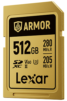 Lexar SDXC ARMOR Gold UHS-II U3, Stainless Steel, IP68 R280/W210 (V60) 512GB