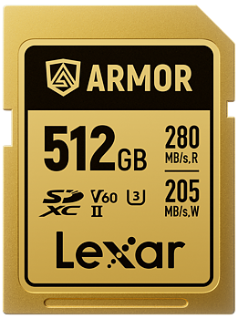 Lexar SDXC ARMOR Gold UHS-II U3, Stainless Steel, IP68 R280/W210 (V60) 512GB