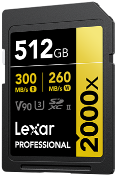 Lexar SDXC Pro 2000X UHS-II U3 R300/W260 (V90) 512GB